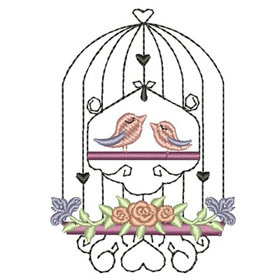 Matriz de matriz Matriz De Bordado Gaiola Casal E Flores